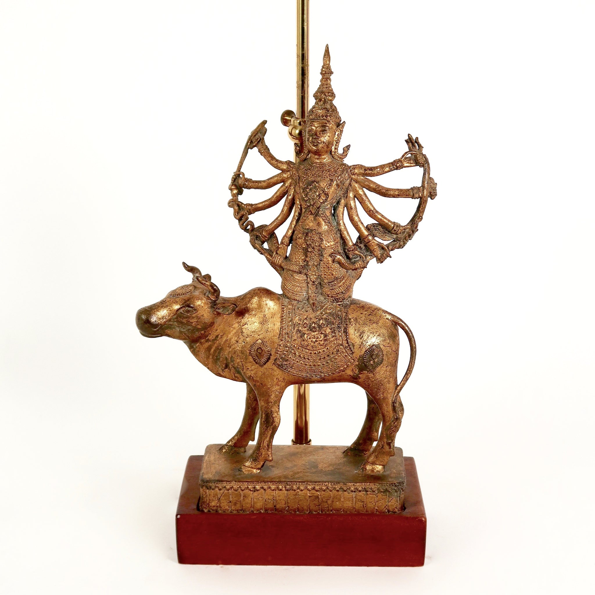 A decorative 1970's french lamp featuring a bronze asian deity  .