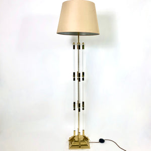 Hollywood Rengecy lucite and gilt metal  1970's floor lamp.