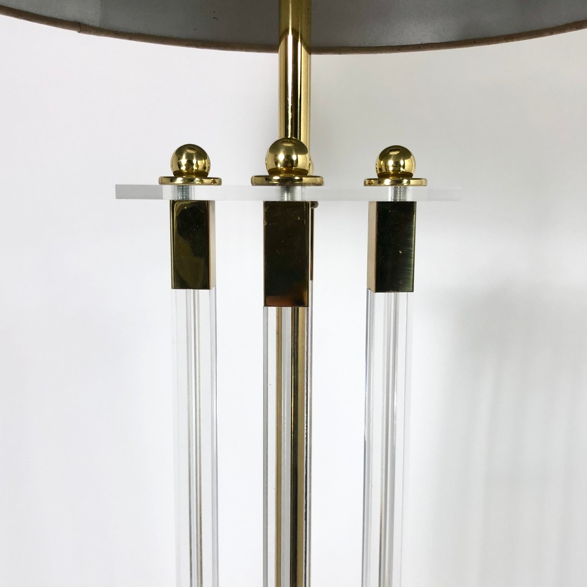 Hollywood Rengecy lucite and gilt metal  1970's floor lamp.