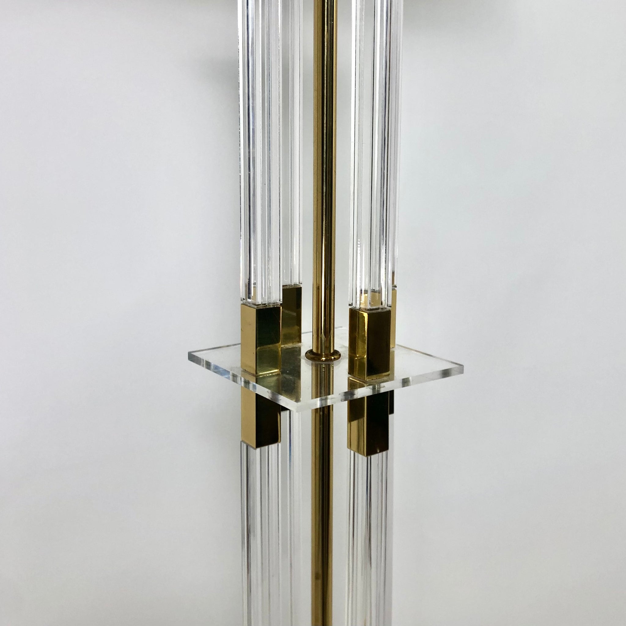 Hollywood Rengecy lucite and gilt metal  1970's floor lamp.