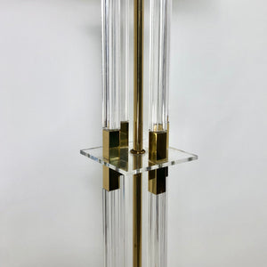 Hollywood Rengecy lucite and gilt metal  1970's floor lamp.