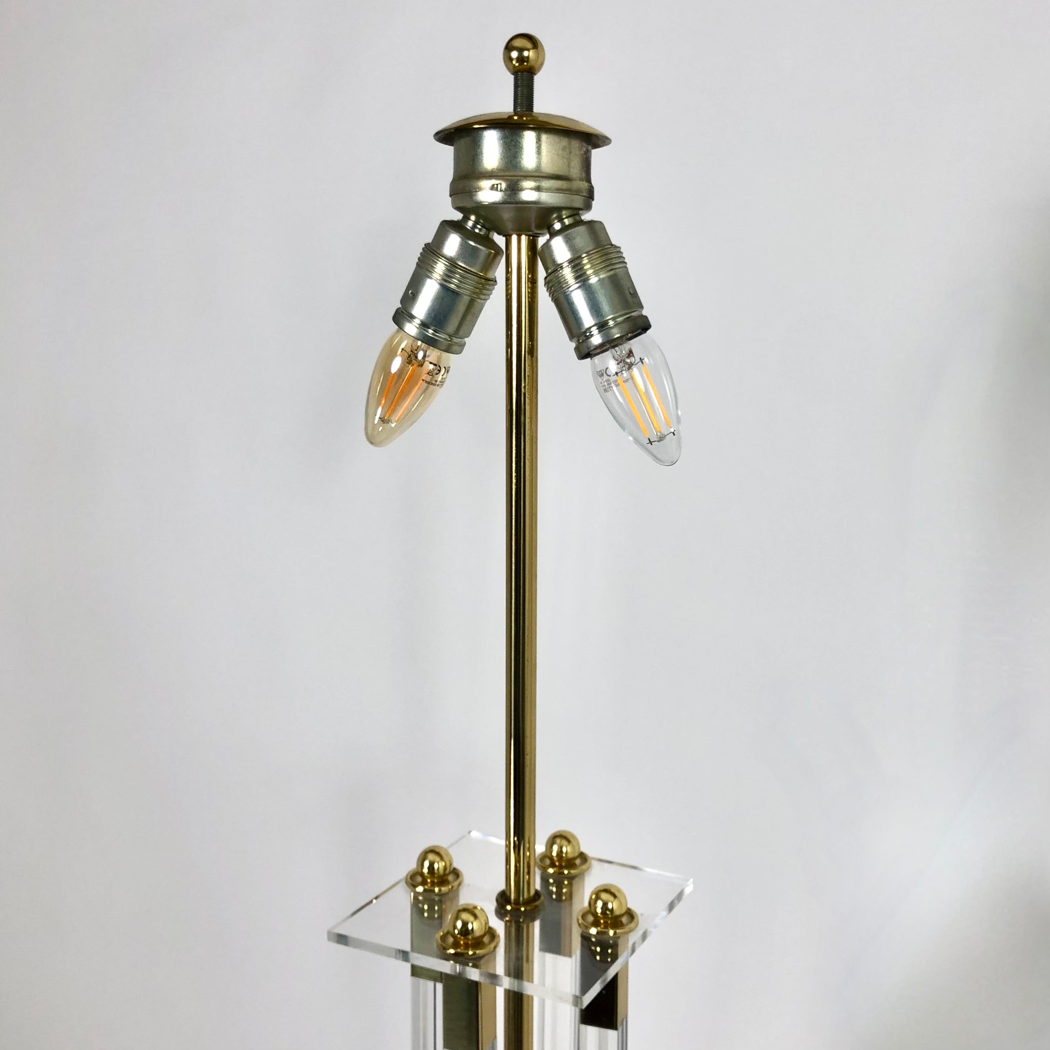 Hollywood Rengecy lucite and gilt metal  1970's floor lamp.