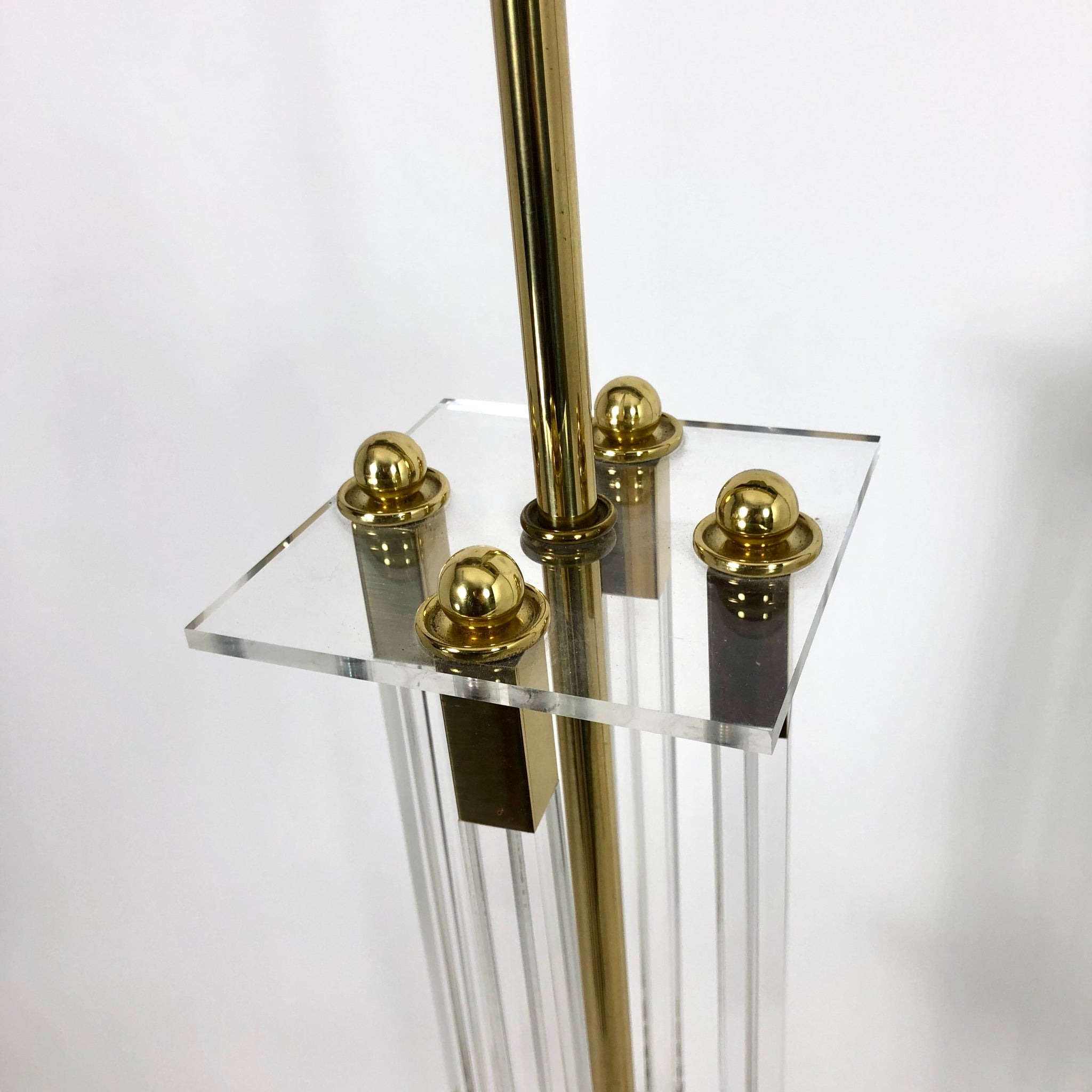 Hollywood Rengecy lucite and gilt metal  1970's floor lamp.