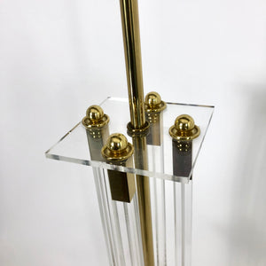 Hollywood Rengecy lucite and gilt metal  1970's floor lamp.