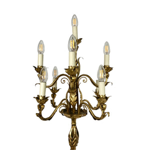 Impressive 1940's Italian gilt metal floor lamp.