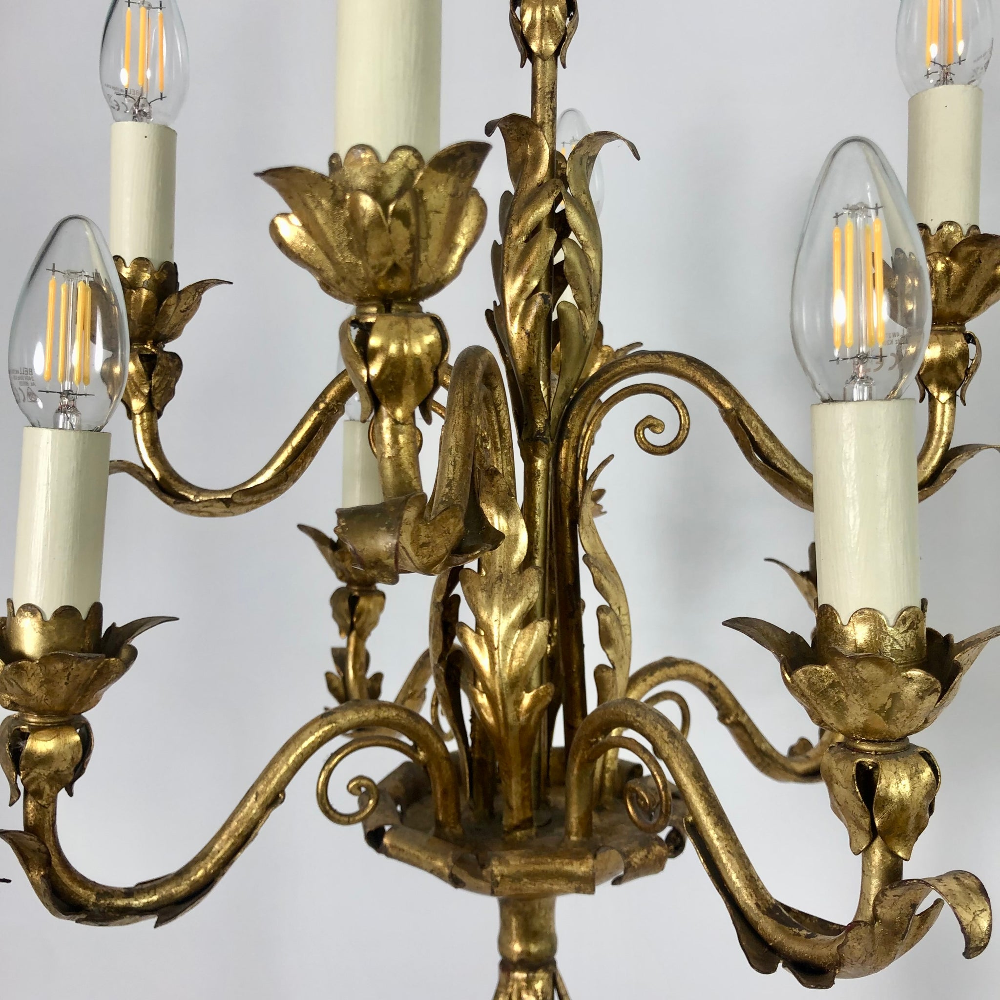 Impressive 1940's Italian gilt metal floor lamp.
