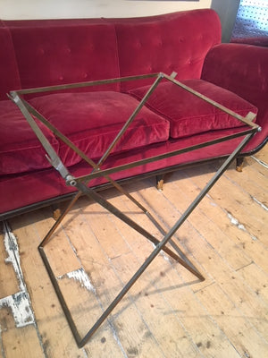 Faux tortoiseshell butlers tray on brass stand in the manner of Gabriella crespi .Italian circa 1970.