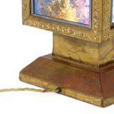 Vintage patinated brass table lamp in the style of Dubarry