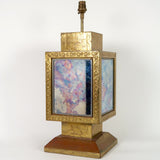 Vintage patinated brass table lamp in the style of Dubarry