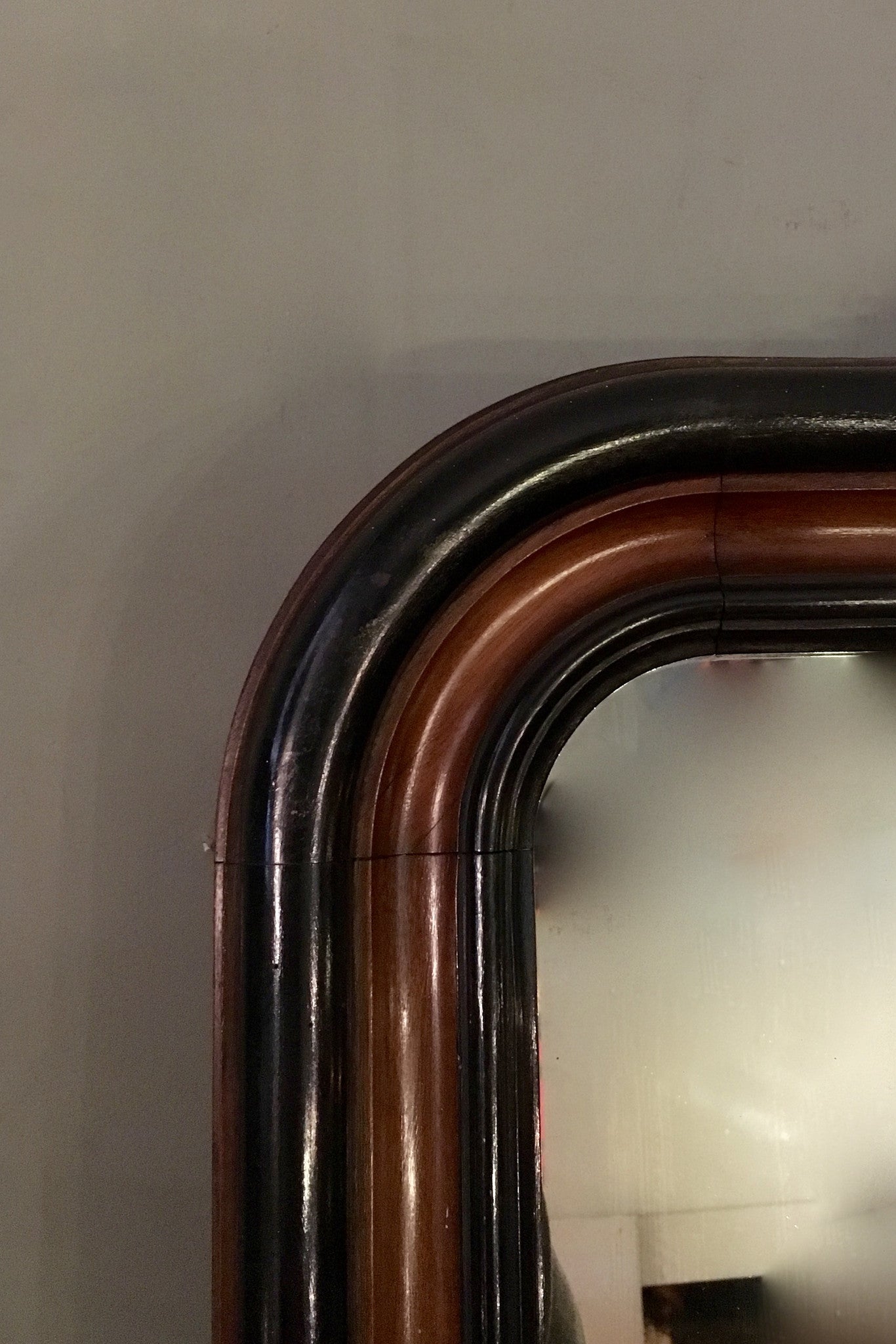 X Huge french 19th century mirror with original mirror and part ebonised frame.