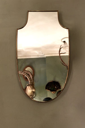 X Italian brass framed mid century mirror.