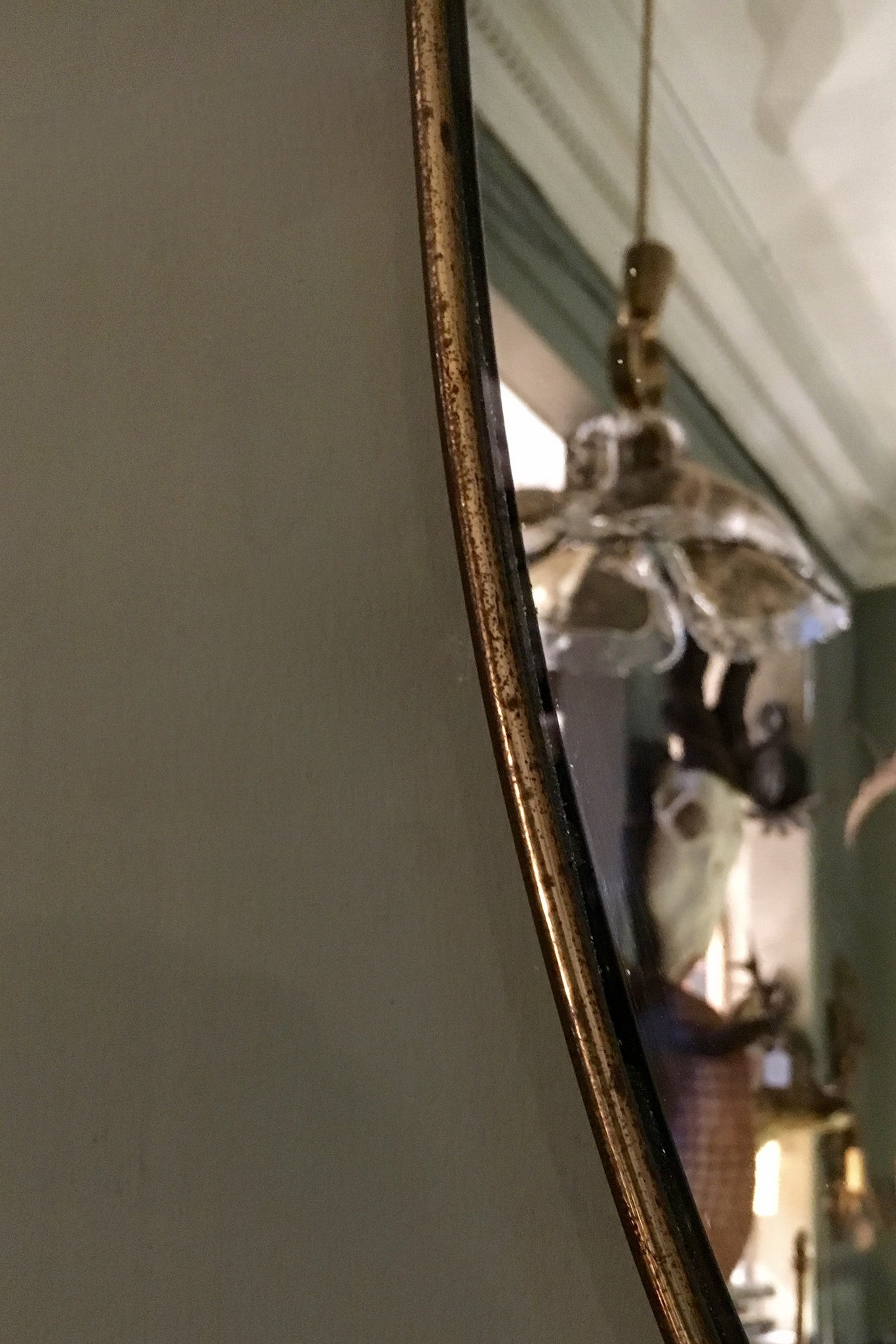 X Italian brass framed mid century mirror.