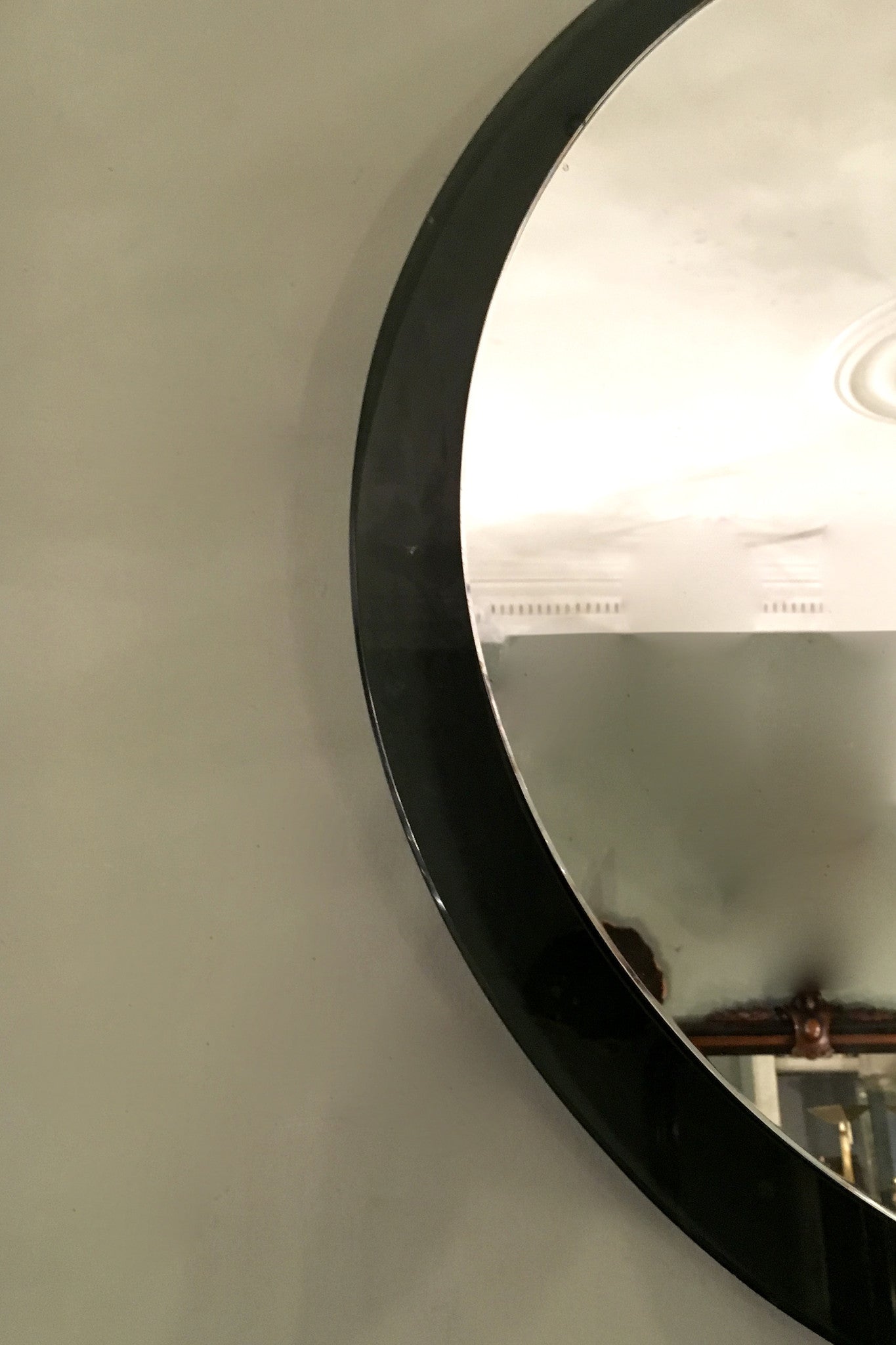 X Dark green and silver circular italian mirror circa 1950.