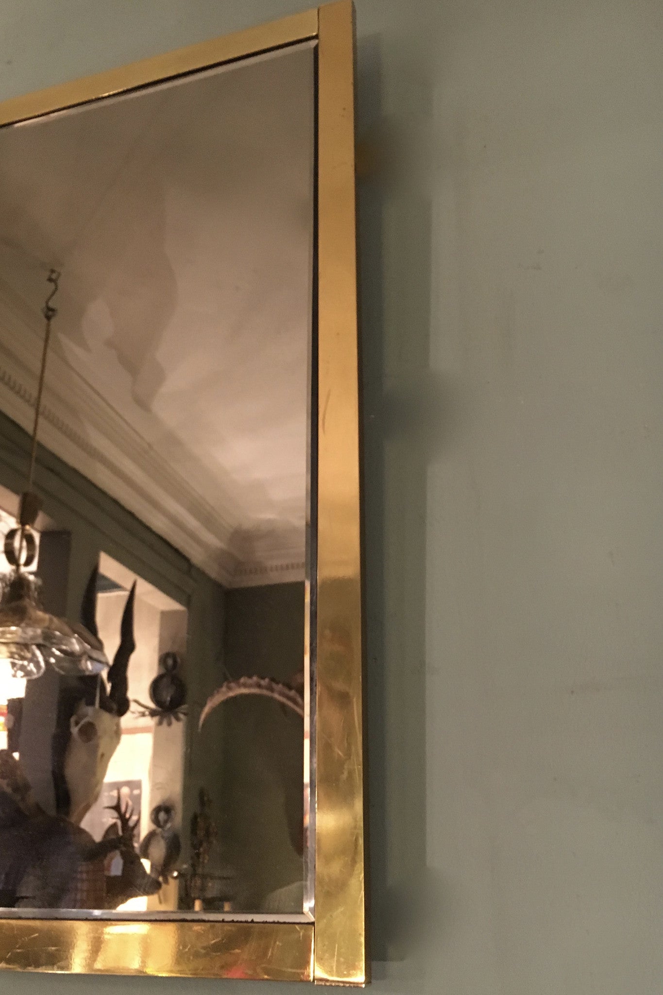 X Italian mid century Square Brass Mirror circa 1970