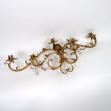Unusual gilt metal Italian wall light with glass drops circa 1950 .