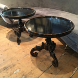 Pair of highly decorative black lacquer side tables last quarter 20th century.