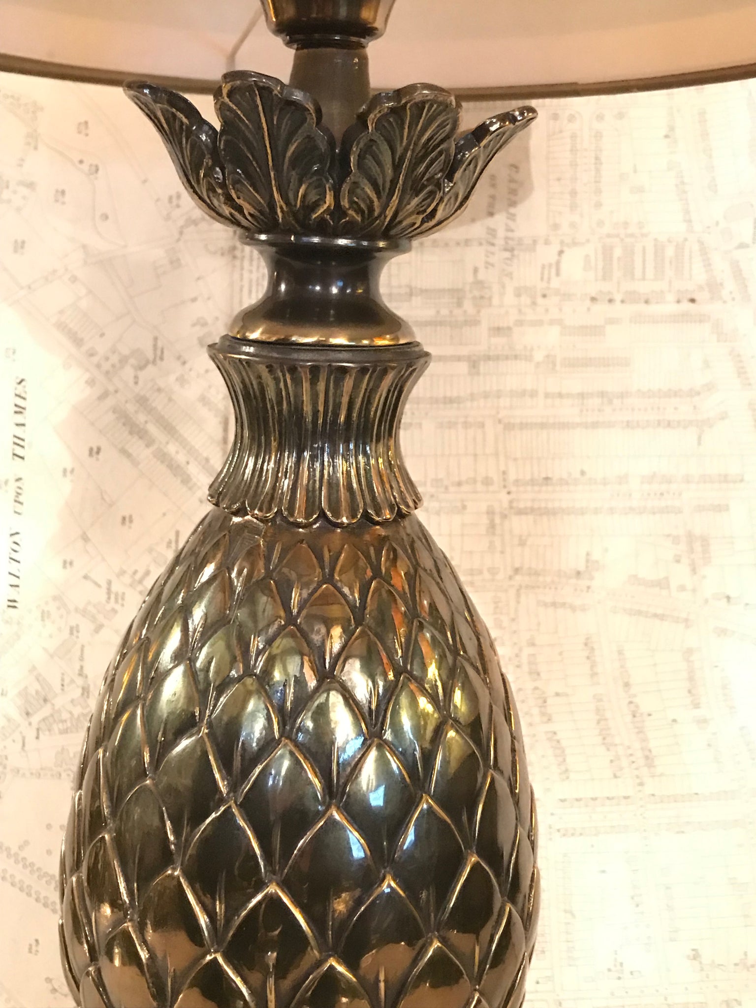 Large Pair of 1970s Pineapple Lamps.