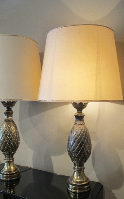 Large Pair of 1970s Pineapple Lamps.