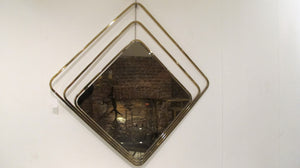 Geometric Italian mid century Brass Wall Mirror