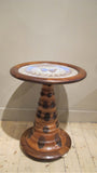 X Mid 20th-century Brazilian monkey puzzle wood table with circular top inset with butterflies