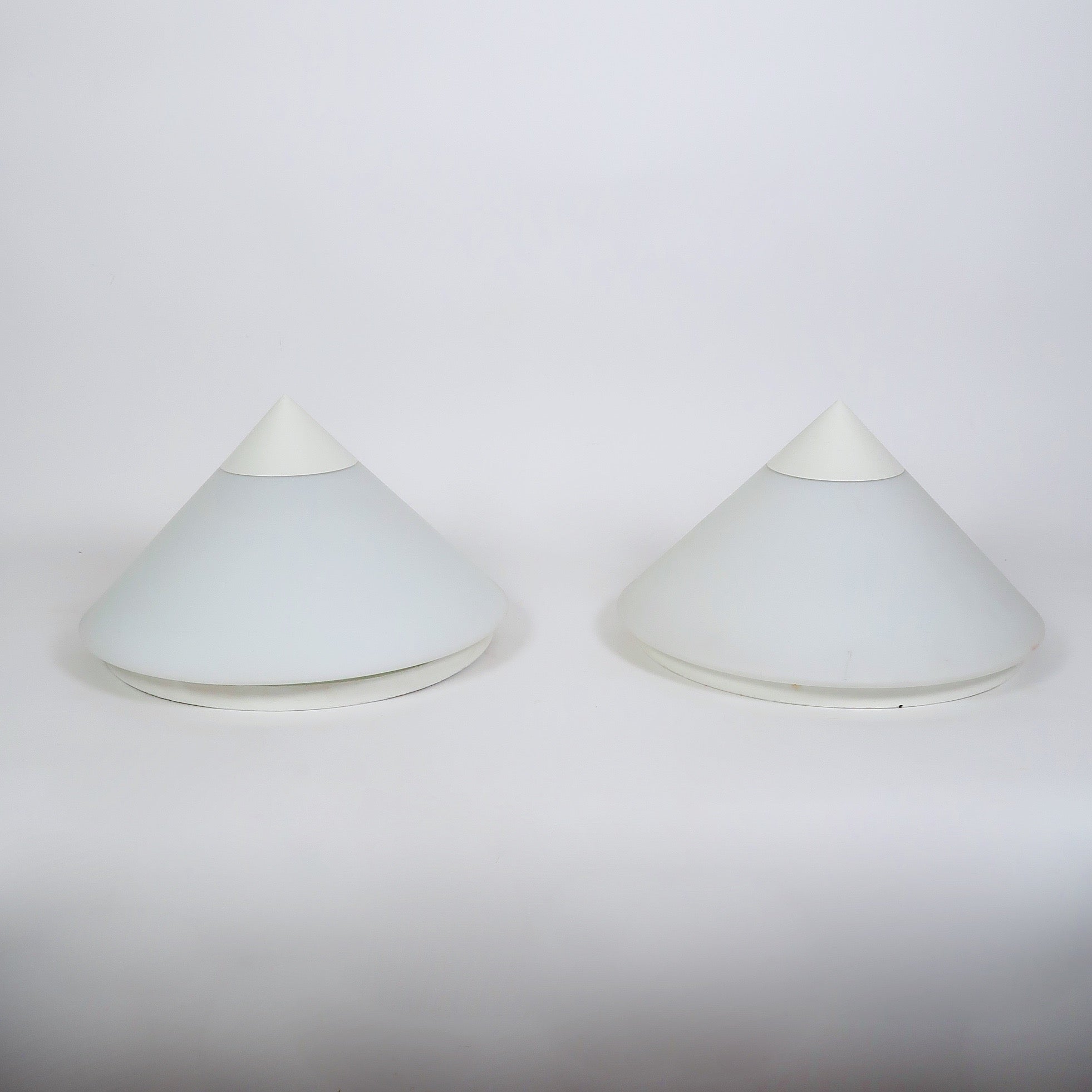 Pair of large Italian cone ceiling lights suitable for ceiling or wall.