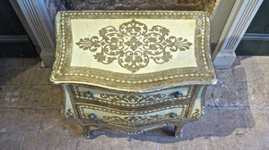 X Bombe fronted florentine parcel gilt chest of drawers.