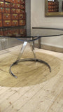 X Boris Tabacoff cantileverd  Glass  top Table with four matching chairs.