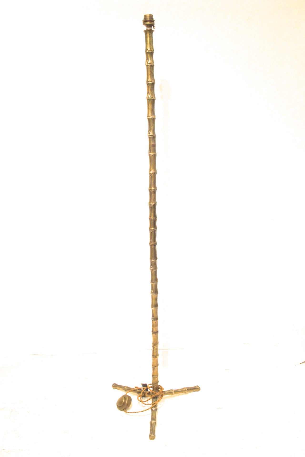 X Bronze faux bamboo  floor lamp in the style of Bagues.