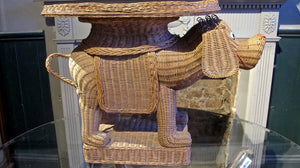 X A late twentieth century whicker table with a removable tray top modelled as  a dog