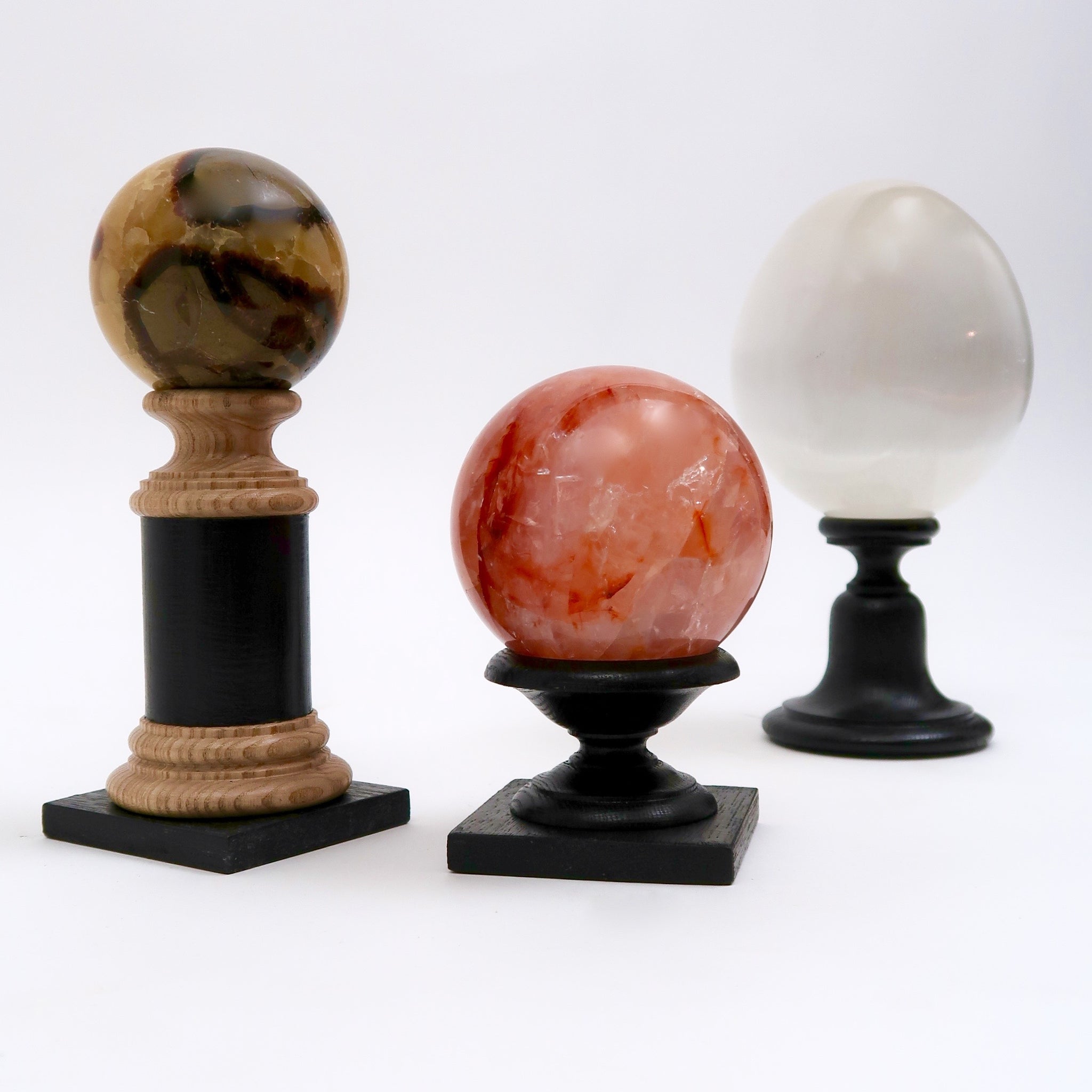 Hand turned and ebonised wood display stand.