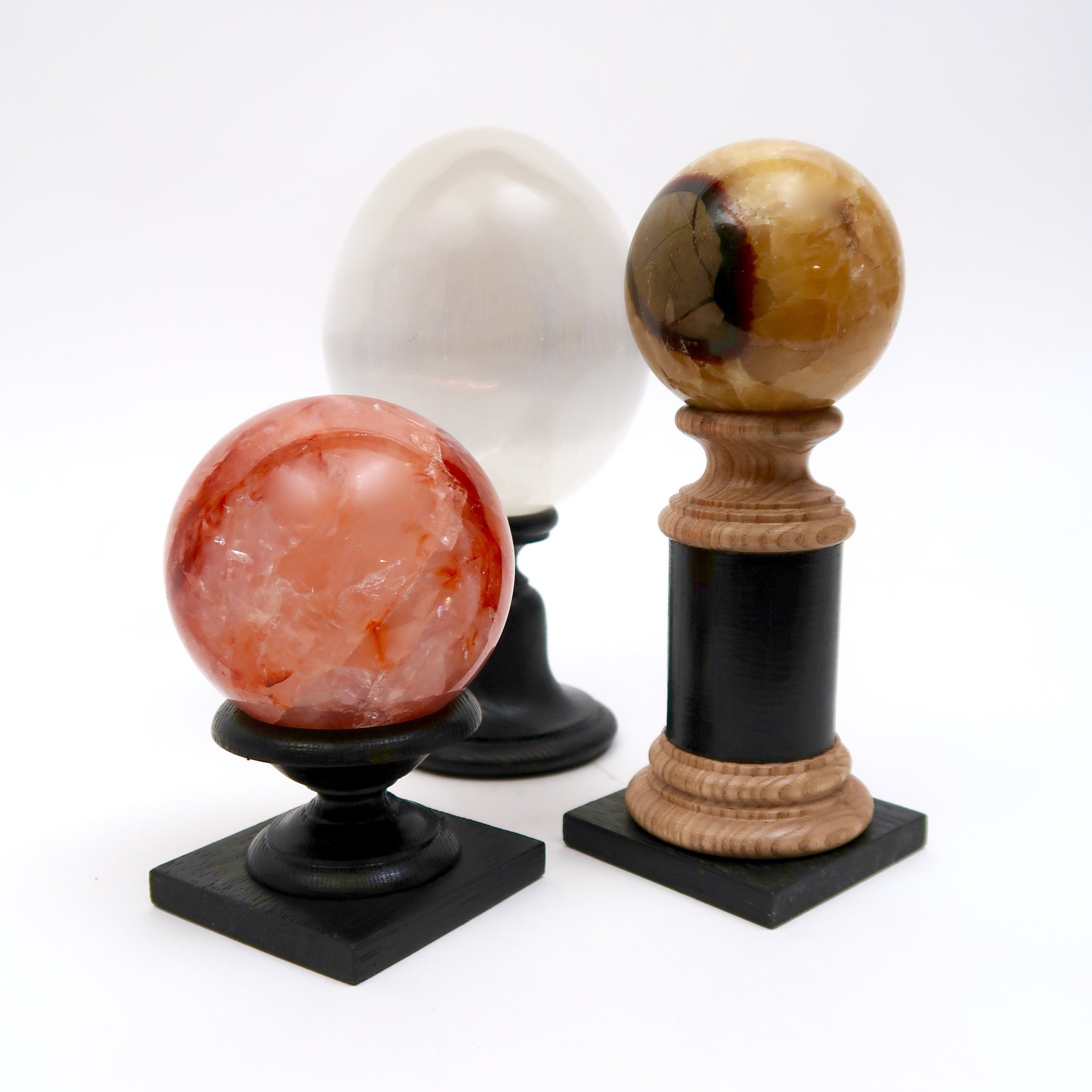 Ebonised, hand turned wood display base.
