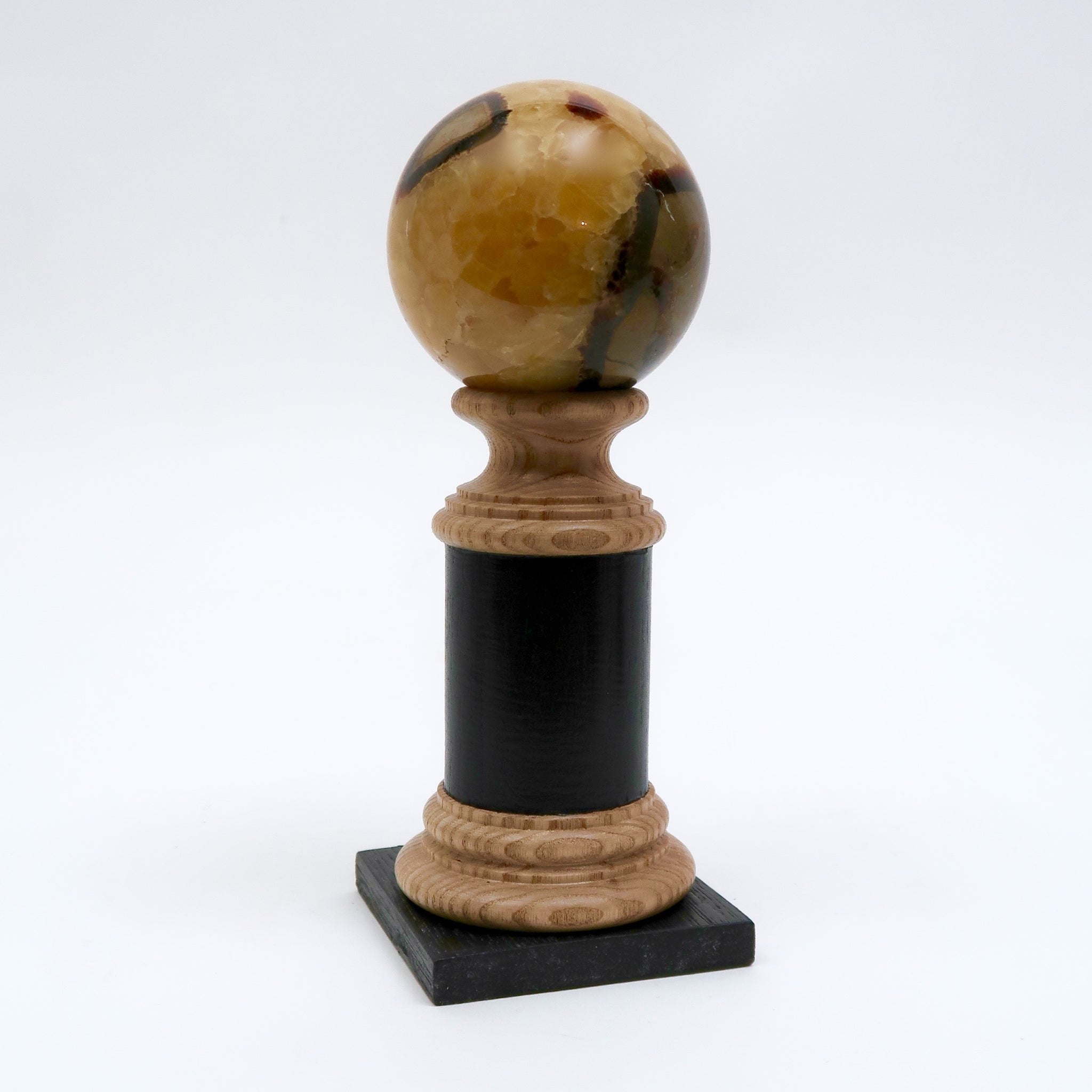 Ebonised, hand turned wood display base.