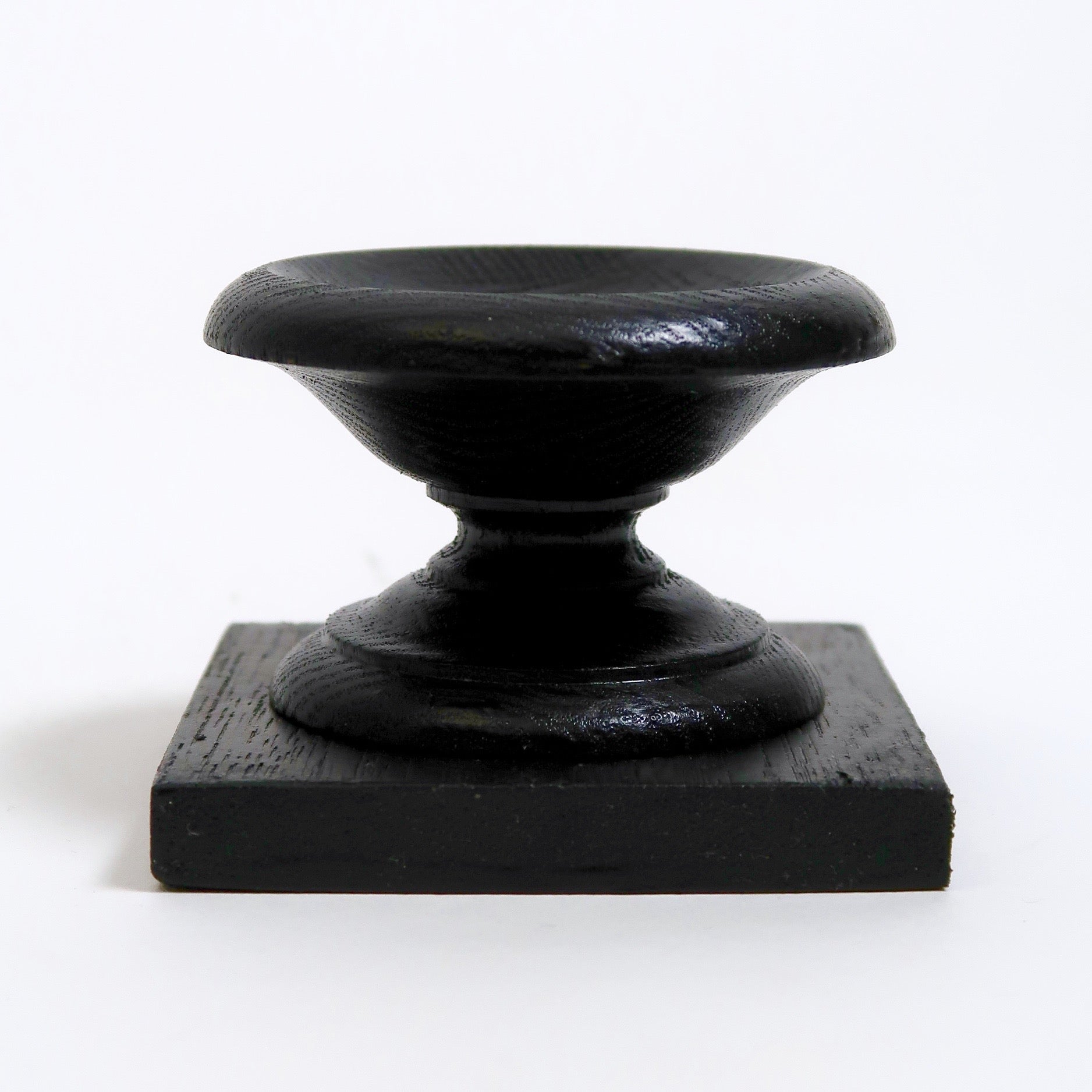 Hand turned and ebonised wood display stand.