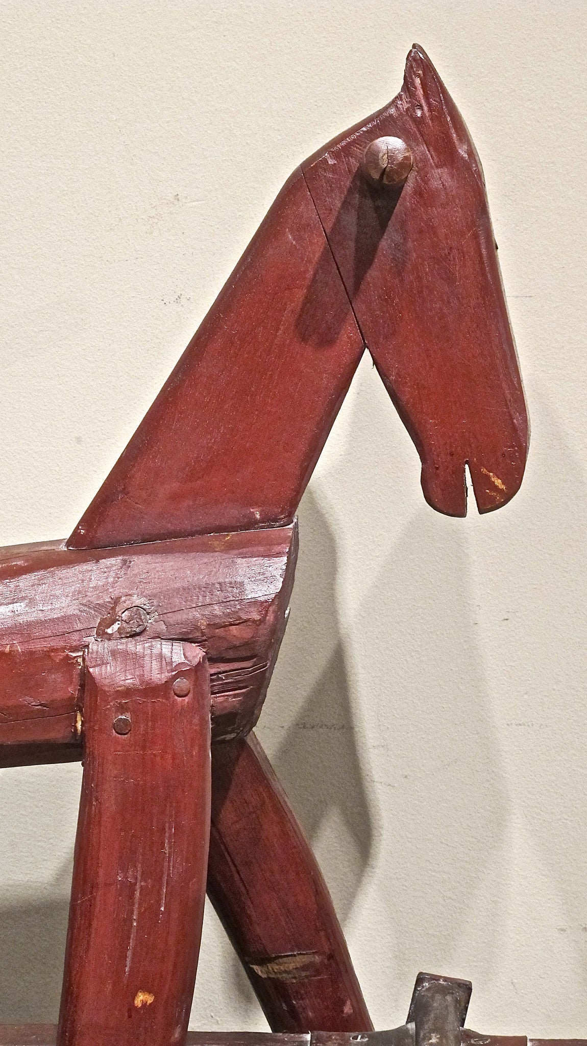 X A charming naive rocking horse with a deep red patina. Fully restored and in perfect order.