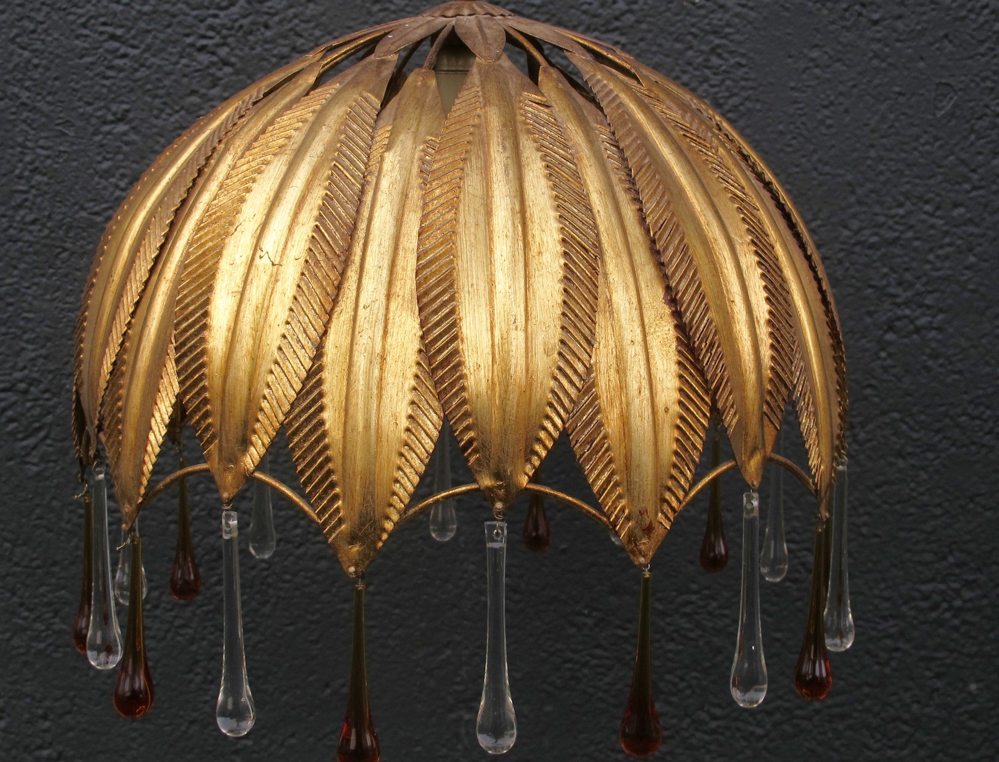 X Gilt metal chandelier modelled as a leaves.