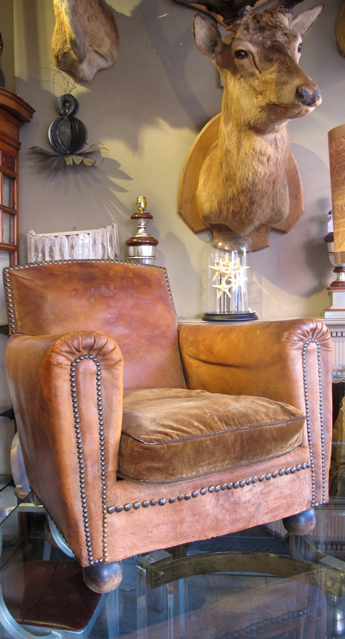 French leather club chair circa 1920