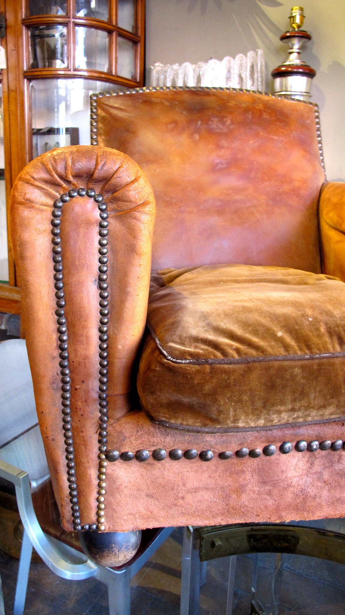 French leather club chair circa 1920