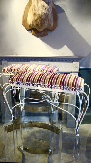 X Pair of italian 1950s upholstered Benches