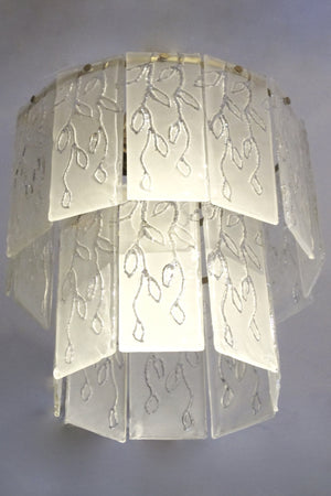 X Large Unusual italian 70s chandelier with a leaf motif.