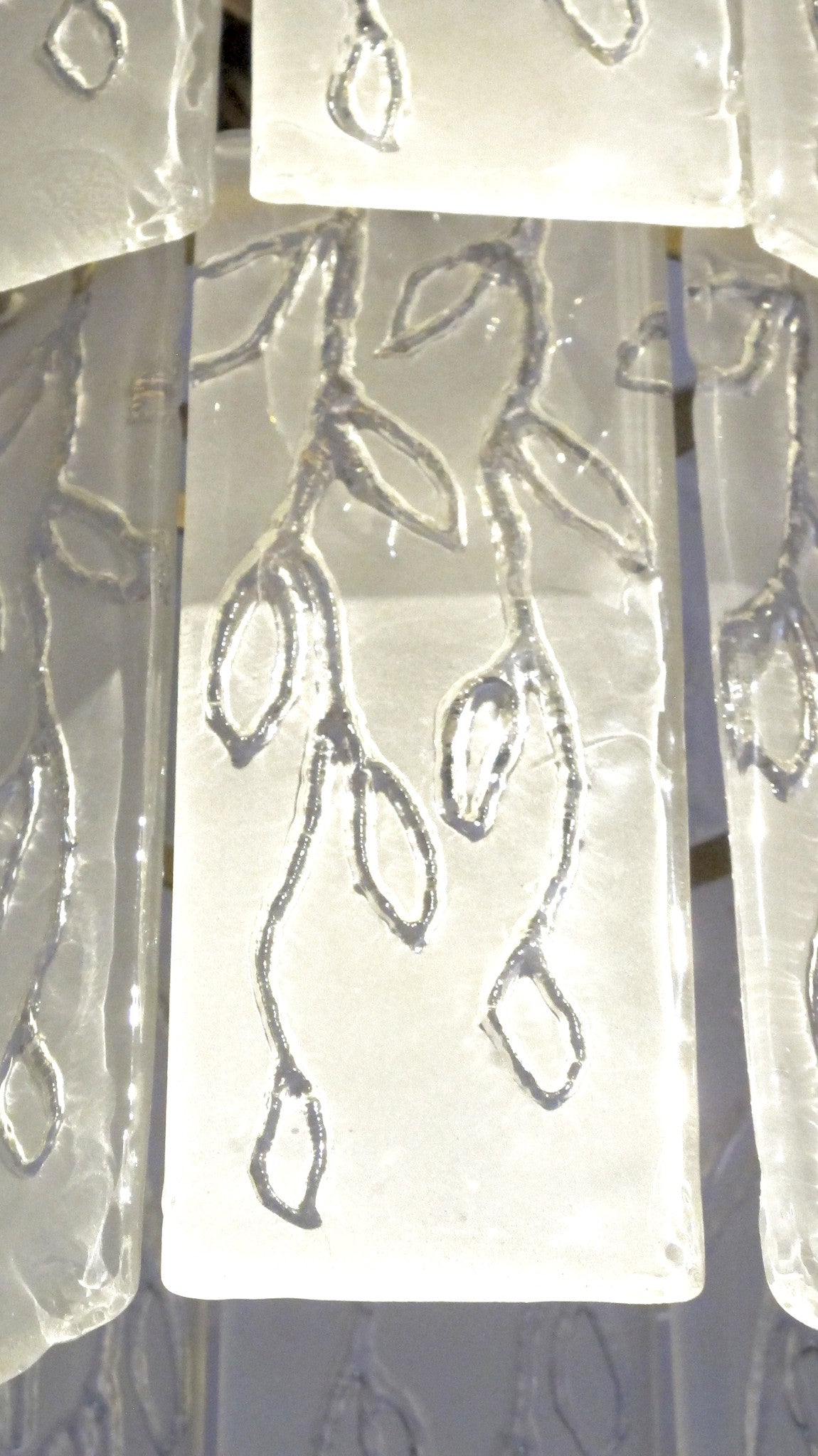 X Large Unusual italian 70s chandelier with a leaf motif.