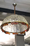 Large 1970s Murano clear and amber glass chandelier
