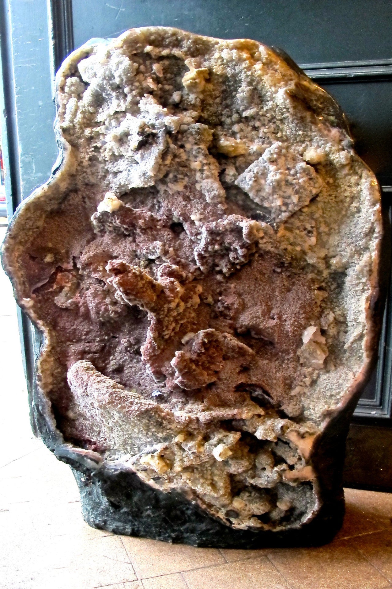 X Very large and rare Brazilian floor standing geode with unpolished formations of amethyst and quartz.