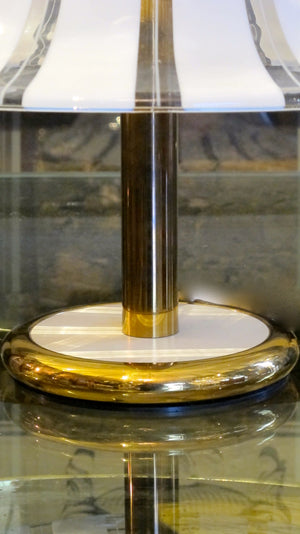 X A brass and striped glass 1970s Murano table lamp.