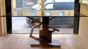 X Spectacular Brutalist steel table .