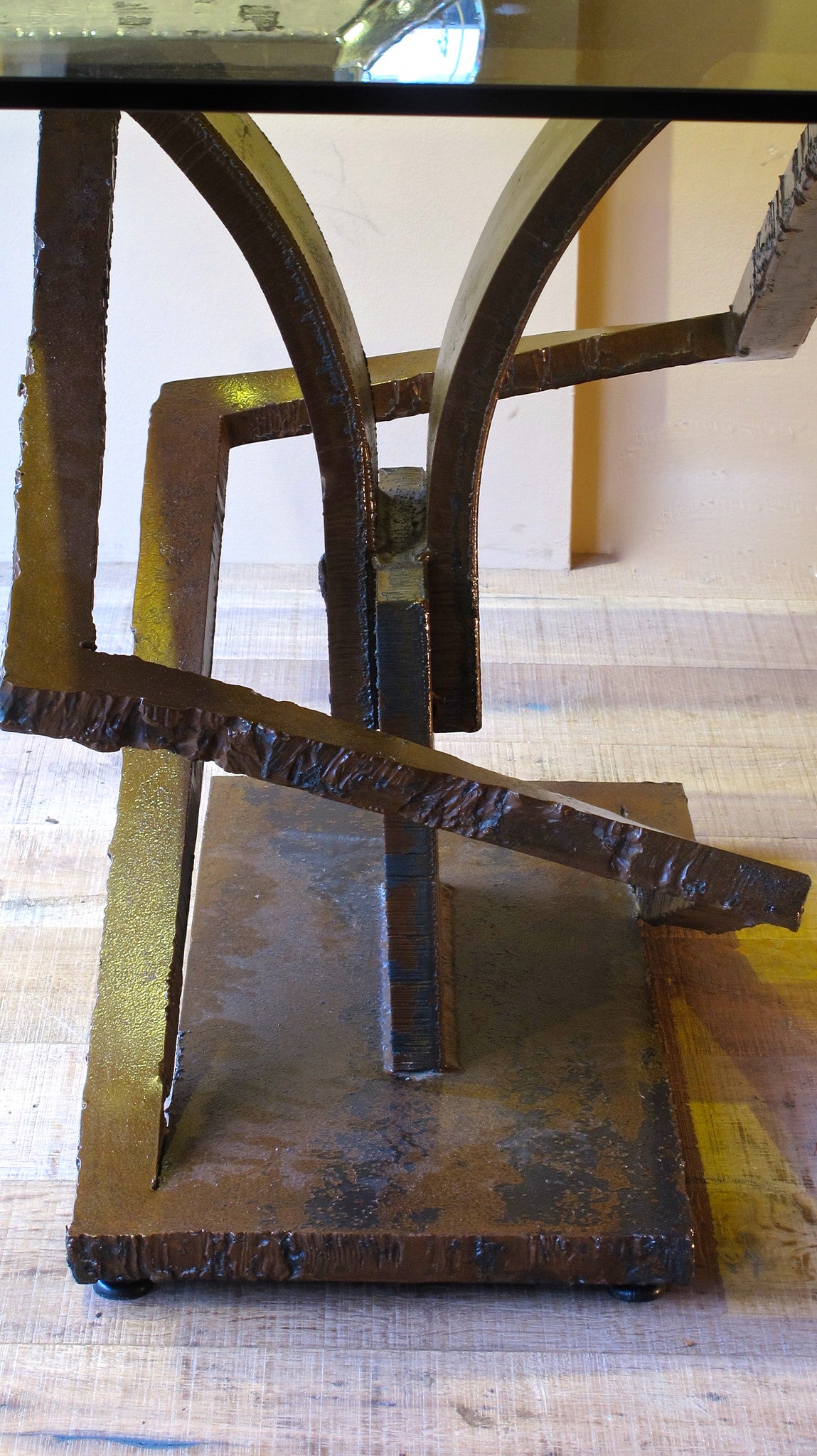 X Spectacular Brutalist steel table .