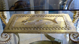 Italian Gold Gilded Metal Sea Horse Coffee Table