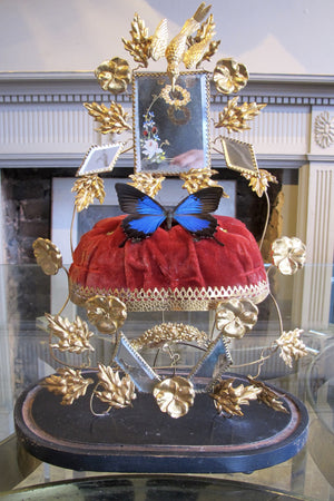 Butterfly in a Antique Bell Jar