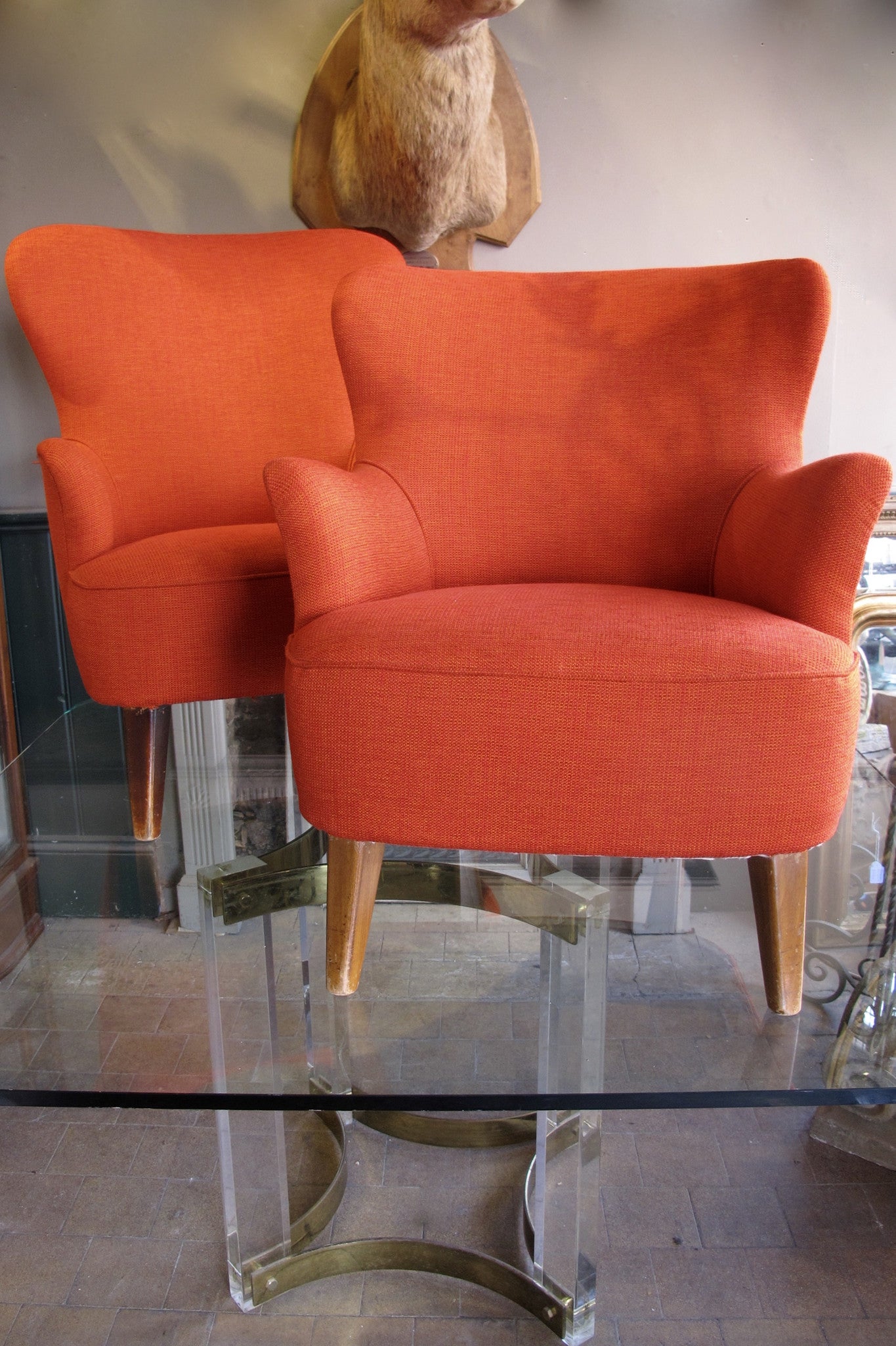 Pair of Red Lounge Chairs