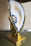 X Impressive 1970s brass and agate table Lamp in the style of Willy Daro.