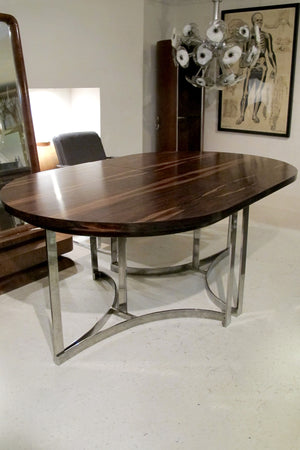 X Exceptional , extending, Merrow Associates Rosewood and Chrome Dinning Table Designed by Richard Young.
